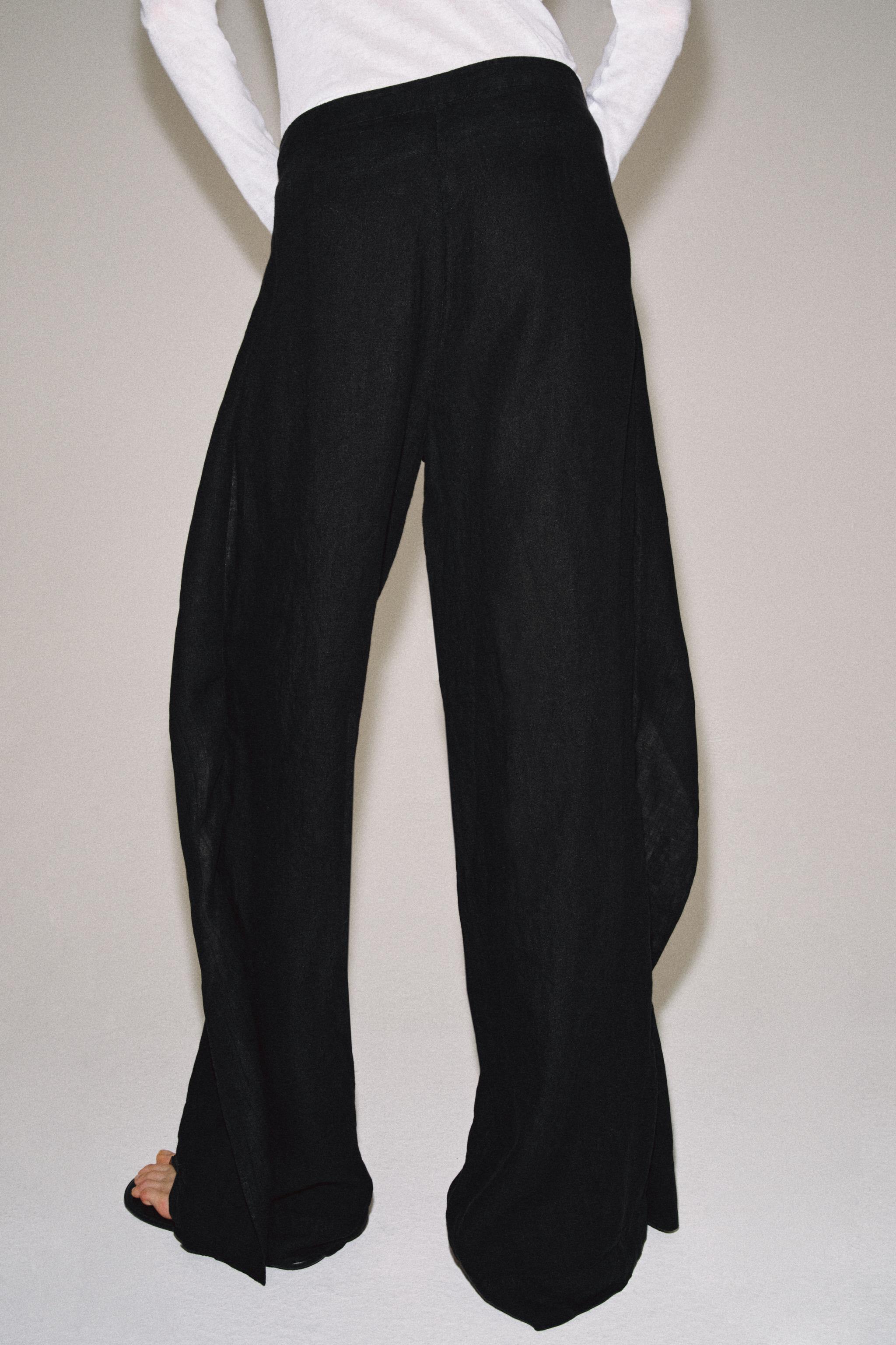 100% LINEN RUFFLE TROUSERS ZW COLLECTION